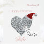 Christmas Sister Silver Butterfly Heart Santa's Hat Card, thumbnail 1 of 12