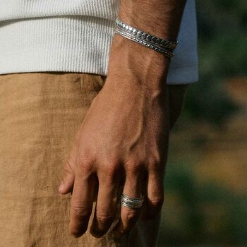 Maharaja Men's Sterling Silver Open Cuff, 7 of 8