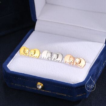 Sterling Silver Wombat Stud Earrings, 4 of 11