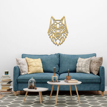 Geometric Wolf Wooden Wall Art Abstract Handmade Decor, 5 of 9