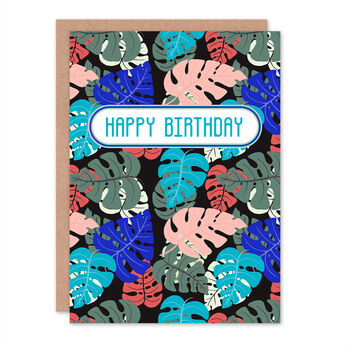 Monstera Leaves Plant Birthday Card, 2 of 2