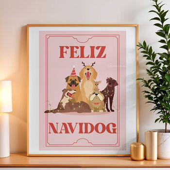 Feliz Navidog, Christmas Dog Art Print, 2 of 12