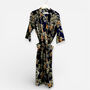 Giraffe Print 100% Cotton Dressing Gown Kimono In Dark Blue, thumbnail 1 of 3