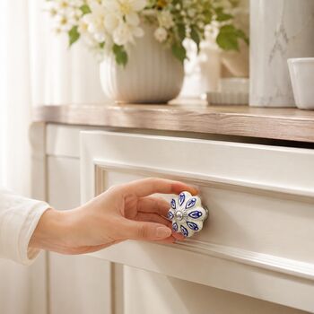 Indigo Petal Ceramic Cabinet Knobs, 9 of 9