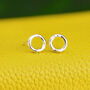 Mini Hammered Sterling Silver Circle Stud Earrings, thumbnail 2 of 5
