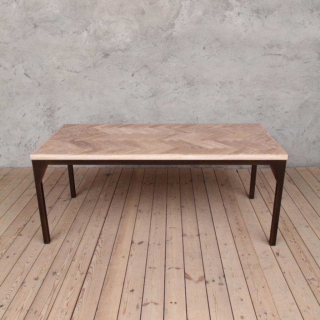 Waterloo White Oak Herringbone Contemporary Table By CosyWood