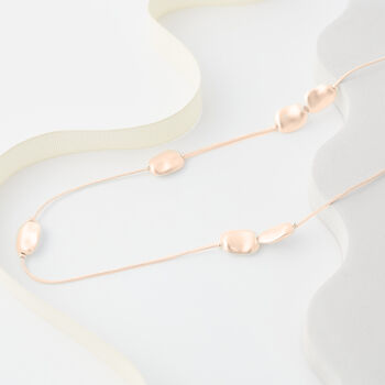 Elegant Long Baroque Confetti Matt Rose Gold Necklace, 2 of 3