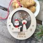 Personalised First Christmas Santa And Rudolf Bauble, thumbnail 2 of 5