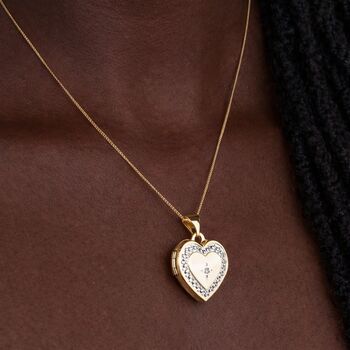 Personalised 9ct Mixed Gold Diamond Heart Locket Necklace With Photos, 3 of 10