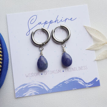 Sapphire Huggie Hoop Earrings, 2 of 12