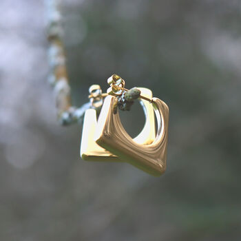 Square Earrings For Women Geometric Design 18ct Gold, 4 of 8