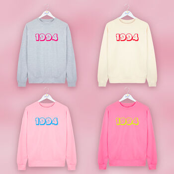 Personalised Birth Year Neon Sweatshirt Jumper, 4 of 6