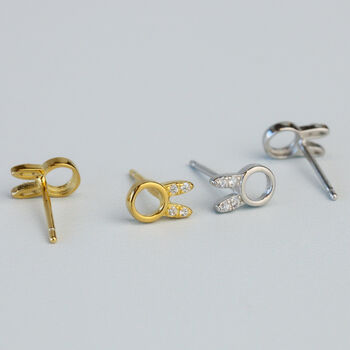 Sterling Silver Simple Bunny Ears Stud Earrings, 3 of 6