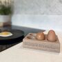 Personalised Six Egg Oak Holder White Wash Stain Finish, thumbnail 1 of 3