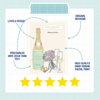 Personalised Champaign Mr And Mrs Print | Wedding And Engagement Wall Art, 6 of 6