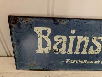 French Salle De Bain Bathroom Sign Vintage Metal Plaque, 6 of 7