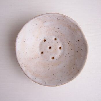 Handmade Mini Speckled Cream Pottery Soap Dish, 2 of 9
