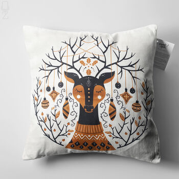 Christmas White Cushion Cover With Reindeer Themed, 5 of 7