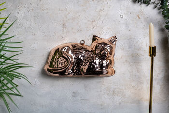 Handcrafted Copper Cat Cake Mold And Decorative Wall Art, 4 of 7