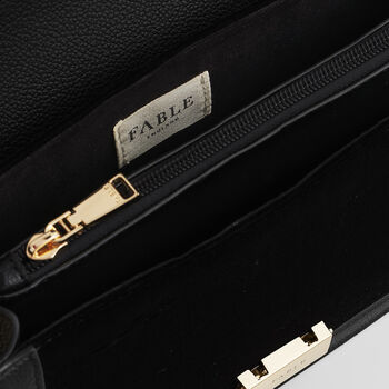 Black Botanical Velvet Embroidered Foldover Bag, 6 of 7