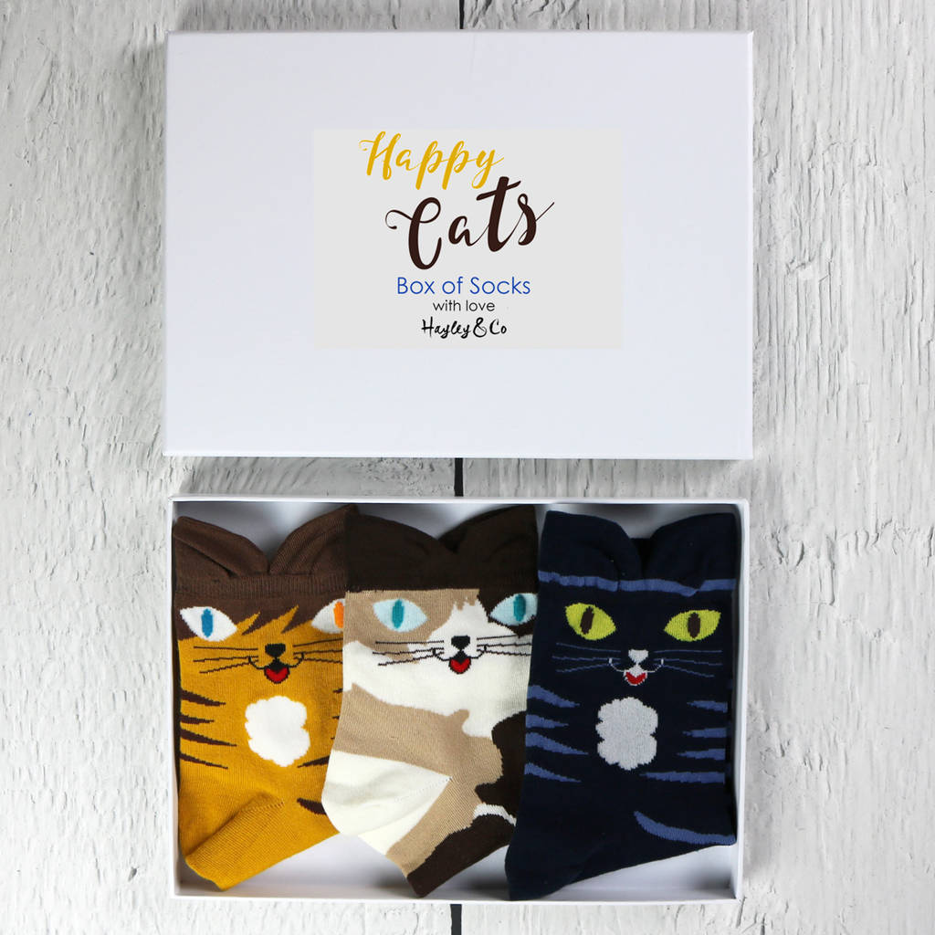 happy cats box of socks by hayley & co