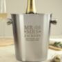 Personalised Mr And Mrs Stainless Steel Ice Bucket, thumbnail 2 of 3