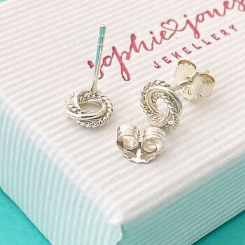 Sterling Silver Christmas Friendship Knot Earrings, 2 of 3