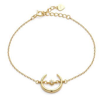 Dainty Gold Plated Moon And Star Charm Bracelet, 3 of 7