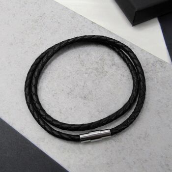Men's Single And Double Strand Woven Leather Bracelet, 4 of 6