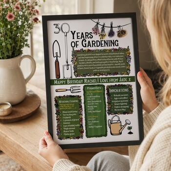 30th Birthday Gift For Gardeners Personalised Print, 2 of 8