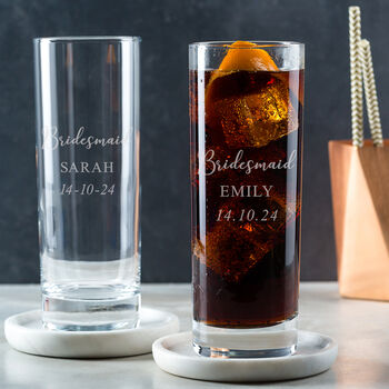 Personalised Highball Glass Wedding Gift For Bridesmaid, 2 of 2