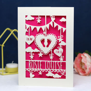 Personalised Papercut Baby Card, 2 of 9
