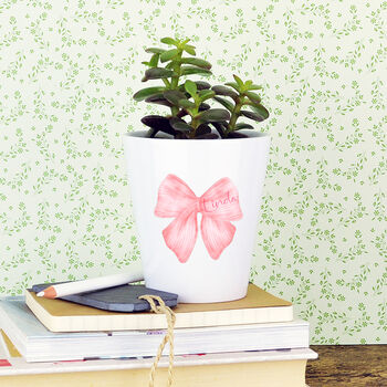 Personalised Peach Bow Mother's Day Plant Pot, 2 of 2
