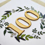 Floral 100th Birthday Wooden Illustrated Card, thumbnail 2 of 2