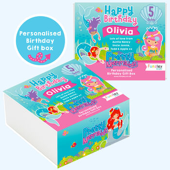 Mermaids Medium Square Personalised Birthday Gift Box, 10 of 11