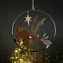 Deer And Hare In Ring Hanging Christmas Decoration, thumbnail 1 of 2