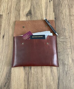 Personalised Brown Leather A5 Travel Documents Wallet, 4 of 11