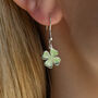 Sterling Silver Four Leaf Clover Earrings, thumbnail 2 of 7