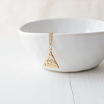 Gold Plated Triangle Eye Necklace, 2 of 7