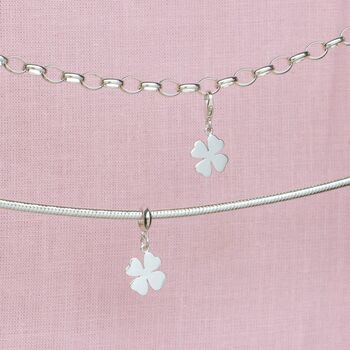 Sterling Silver Four Leaf Clover Charm, 2 of 7