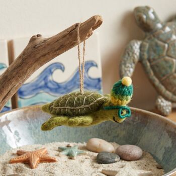 Handmade Felt Simon The Sea Turtle Decoration, 2 of 4