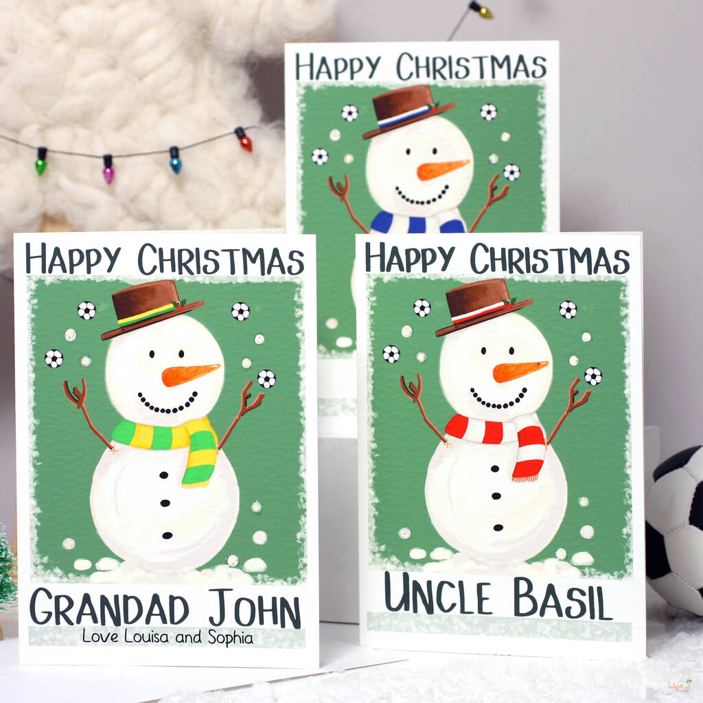 Personalised Snowman Family Football Card, 1 of 9