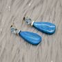 Howlite, Blue Topaz Earrings, Silver Drop Earrings, thumbnail 4 of 7