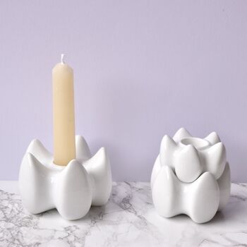 Set Of Three Sml Porcelain Candle Holders, 7 of 8
