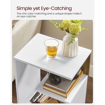 White Side Table Bedside Table With Open Storage, 5 of 9
