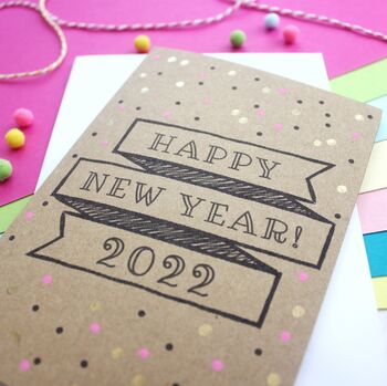 Happy New Year Card With Metallic Gold Dots, 2 of 6