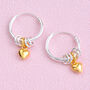 Silver And Gold Sweetie Heart Hoop Earrings, thumbnail 3 of 6