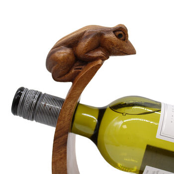 Carved Wooden Wine Holder Frog, 2 of 2
