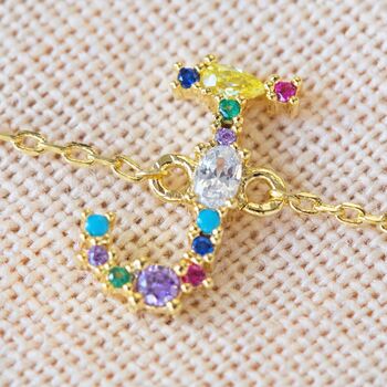 Rainbow Crystal Initial Bracelet In Gold Plating, 6 of 12