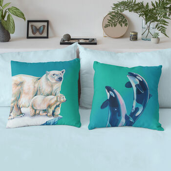 Polar Bears Arctic Animals Organic Cushion, 5 of 9